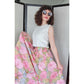 Vintage 70s Maxi Skirt Elastic Waist Pink Floral Print Saks Fifth Avenue