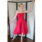 Vintage 80s Red Party Dress Strapless w/ Bubble Skirt & Bow by Climax
