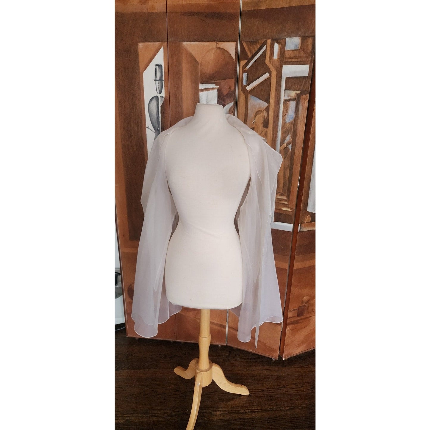 Vintage 1990s Sheer White Jacket White Organza Victoria March Chicago Designer