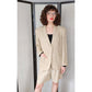 Vintage 80s Calvin Klein Shorts + Blazer Suit Set Beige Linen