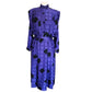 Vintage 1980s Blue Geometric Print Silk Dress Button Down Shirt Dress Albert Nipon
