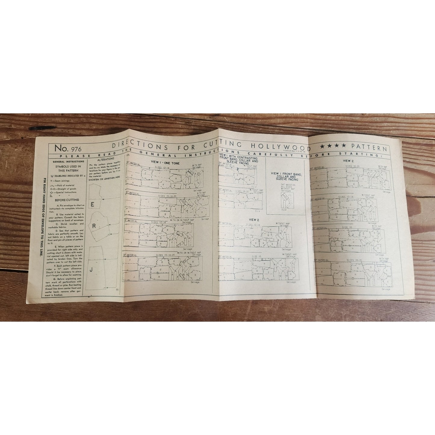 Vintage 1940s Sewing Pattern Origina: Dress Janet Blair Hollywood Pattern 976