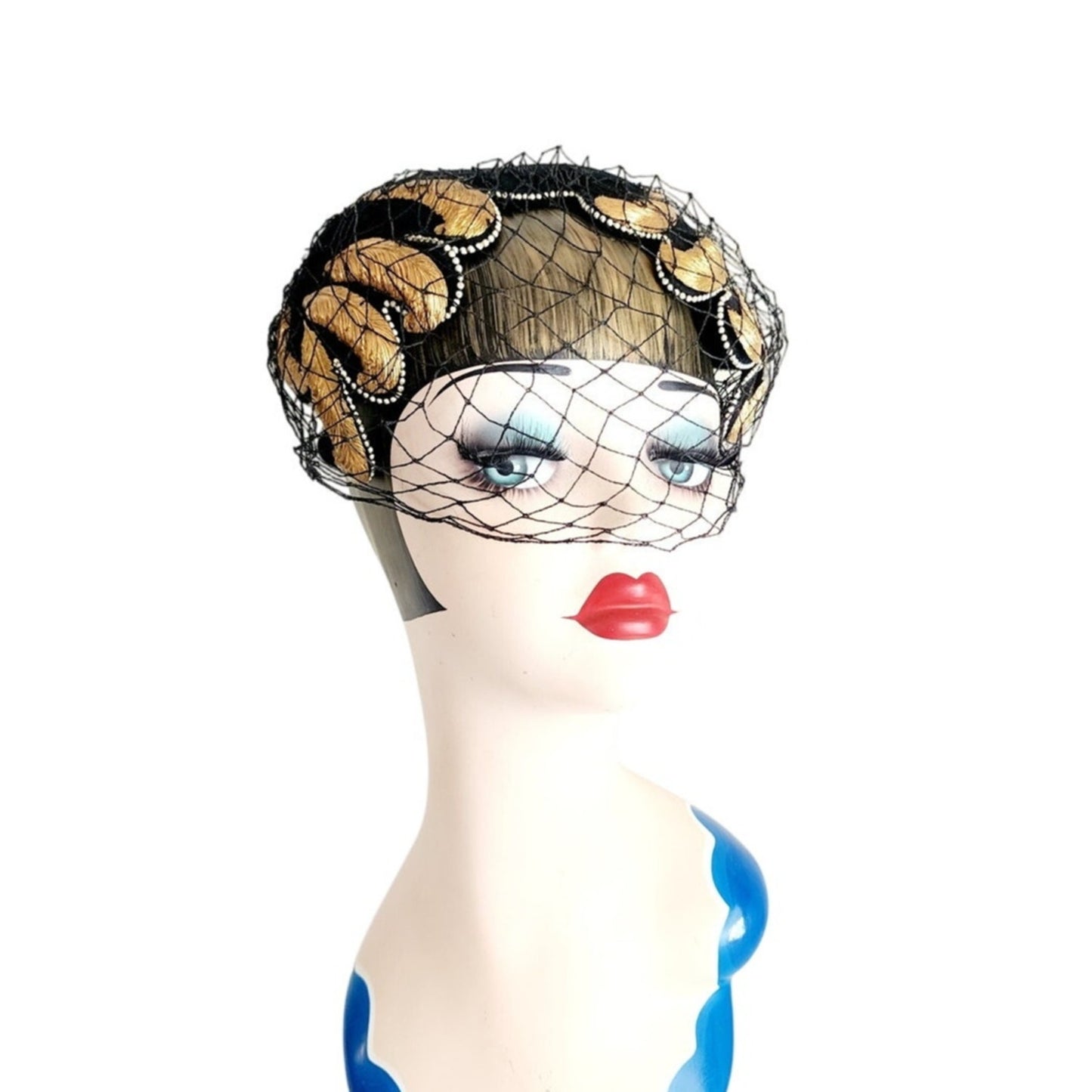 Vintage 1950s Bes-Ben Hat Black Wool Gold Feather Motif