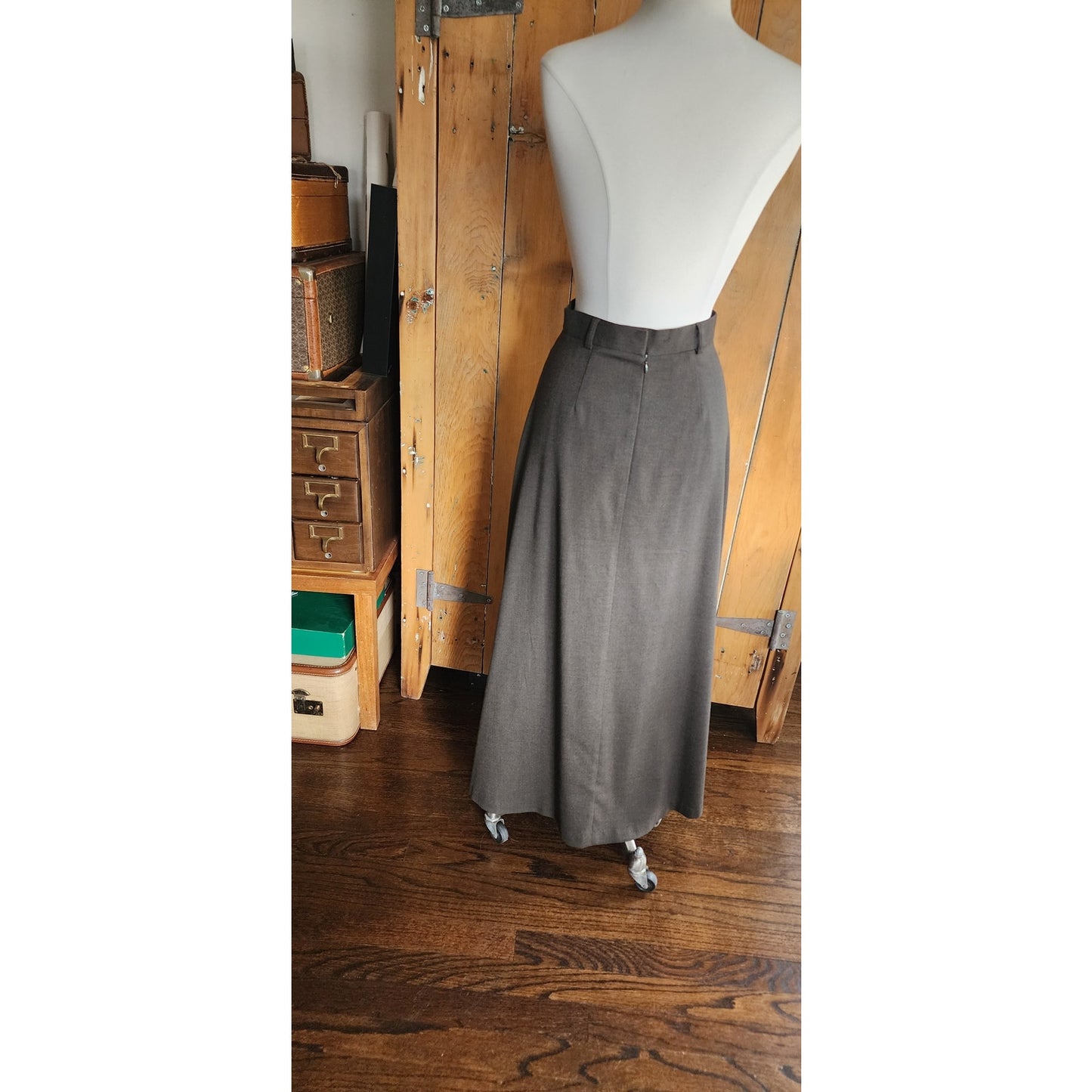 Vintage 90s Laura Ashley Long Skirt Brown Wool