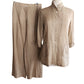 Vintage 90s Jil Sander Pant Suit Beige Ramie Nehru Jacket + Slacks
