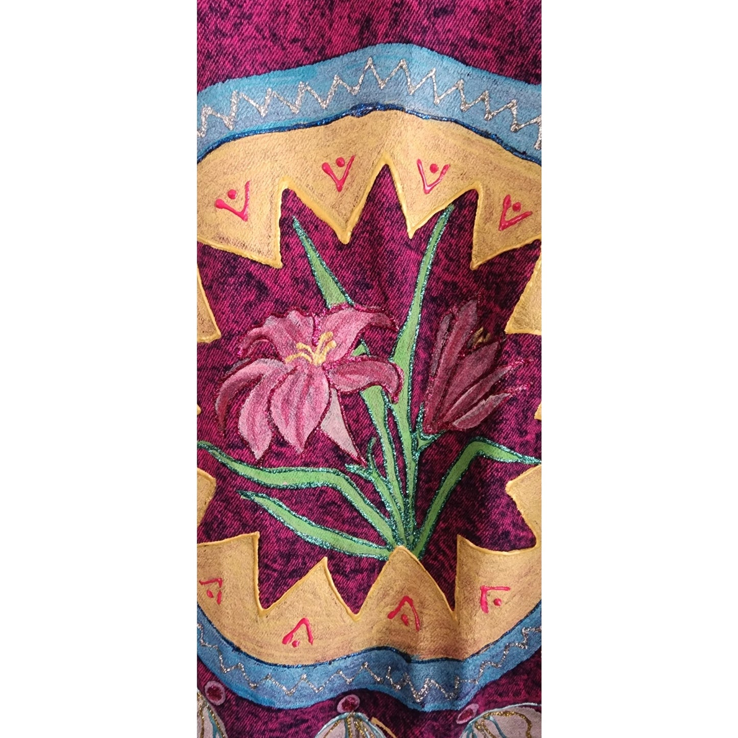 Vintage 80s Purple Denim Jacket w/Southwest Native American Motif Sundance Denim Wear