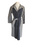 Vintage 90s Gray Wool Coat w/Sash Tie Belt Zigzag Pattern