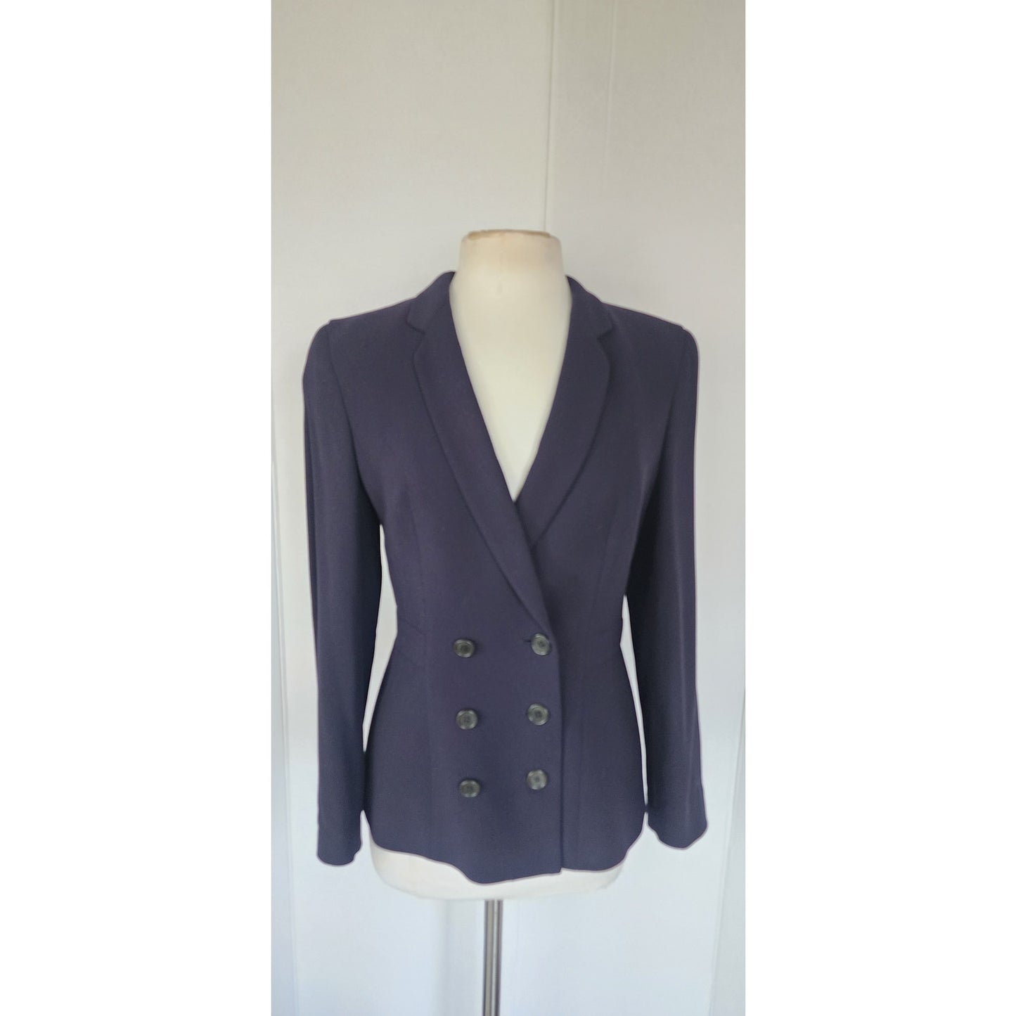 Vintage 1990s Armani Blazer Navy Blue Wool Black Label Borgonuovo / S