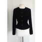 Vintage 80s Black Velvet Blazer Fitted Jacket Maggy London / S