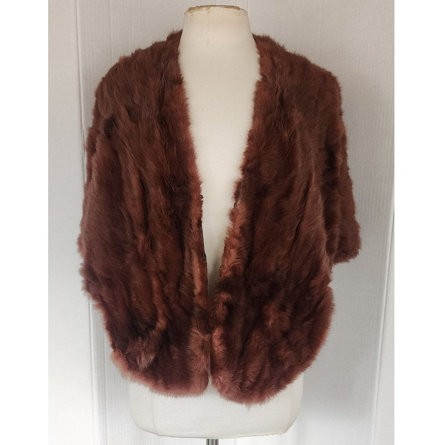 Vintage 40s Fur Wrap Stole Brown Russian Squirrel