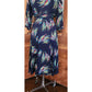 Vintage 1940s Dress Blue Rayon Novelty Print Midi Button Down Belted Shirtdress