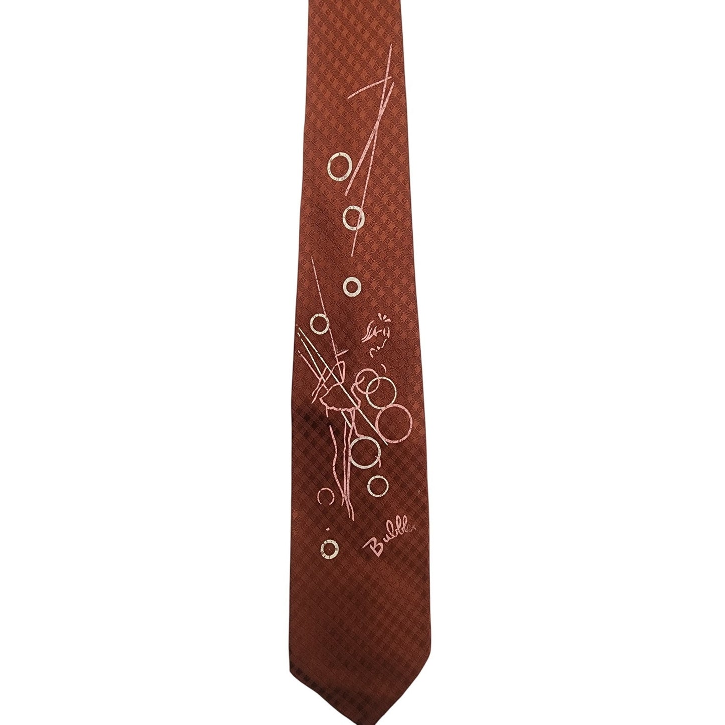 Vintage 40s Mens Necktie Pinup Girl Ballerina Bubbles Brown Pink by Jaymore