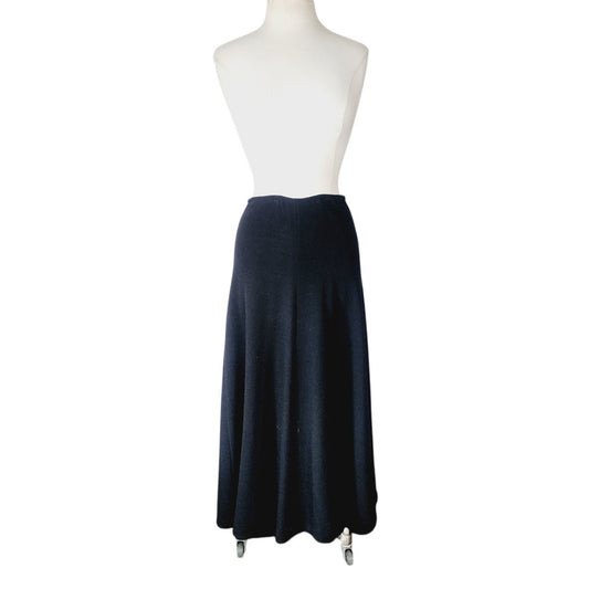 Vintage 1990s St John Knit Evening Skirt Long Black Santa Knit / Med