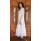 Vintage 80s Scott McClintock White Lace Dress Drop Waist Puffed Sleeves NWT