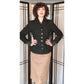 Vintage 40s Black Blazer in Nubby Wool Shiny Buttons / S