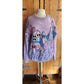 80s Purple Sweater in Embroidered Mohair Village Scene Applique by Vashti New Zealand