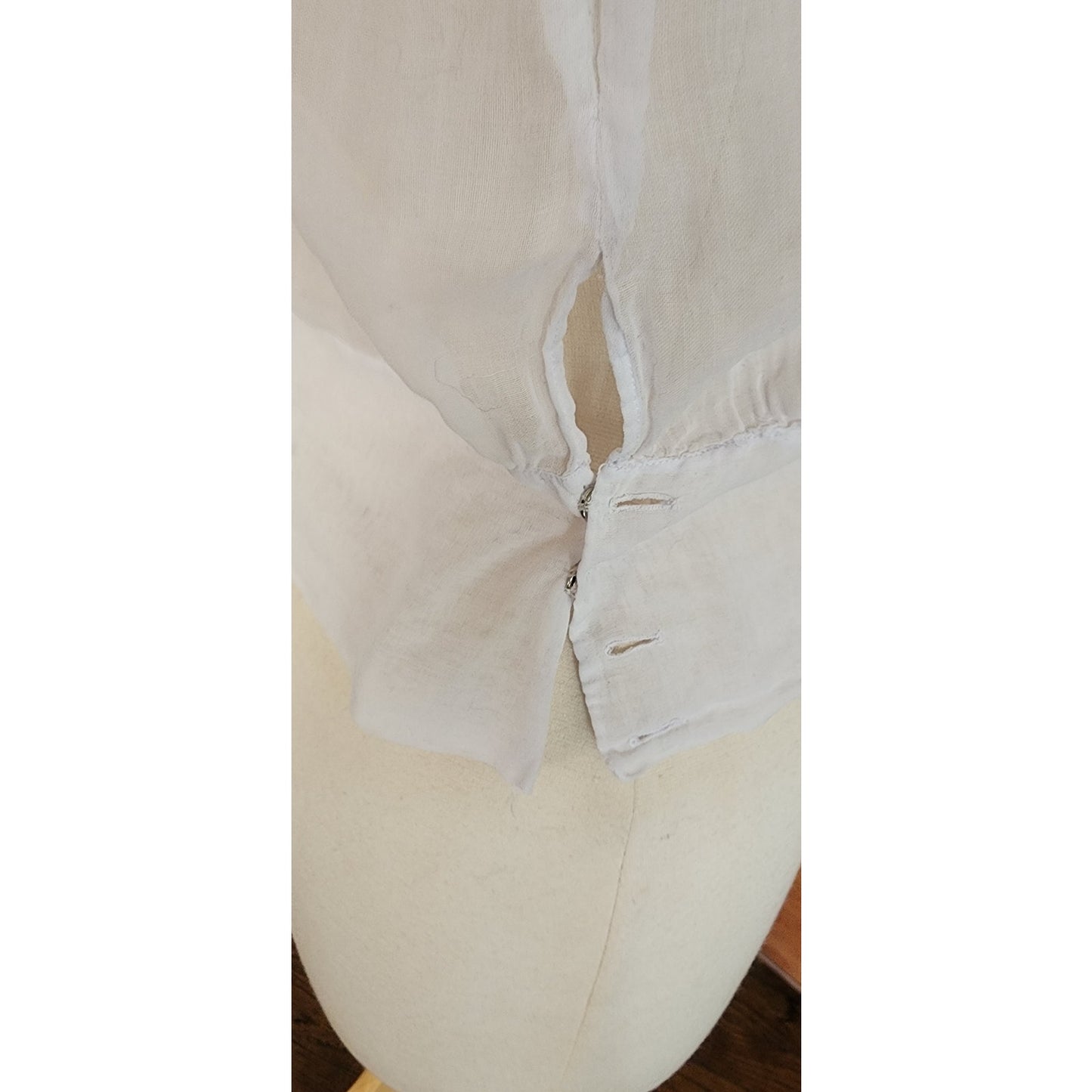 Antique Edwardian Blouse White Cotton Lace Embroidery Sailor Collar / S