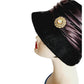 Vintage 60s Black Hat in 20s Cloche Style Velvet Rhinestone by Joal