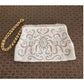 Vintage 50s Beaded Evening Bag in White France Elaborate Scrollwork Microbeading