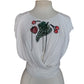 Vintage 1980s Holly Harp Top or Tunic Silk Jersey Embroidered Fruit Sequins Beaded Fringe