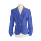 Vintage Escada Blue Blazer Printed Silk w/Agate Stone Button / L