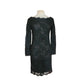 Vintage 1990s Calvin Klein Dress Black Lace Scalloped Boat Neck Long Sleeve Sz 8