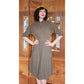 Vintage 40s Day Dress Textured Belted Brown Olive Green Kabro of Houston