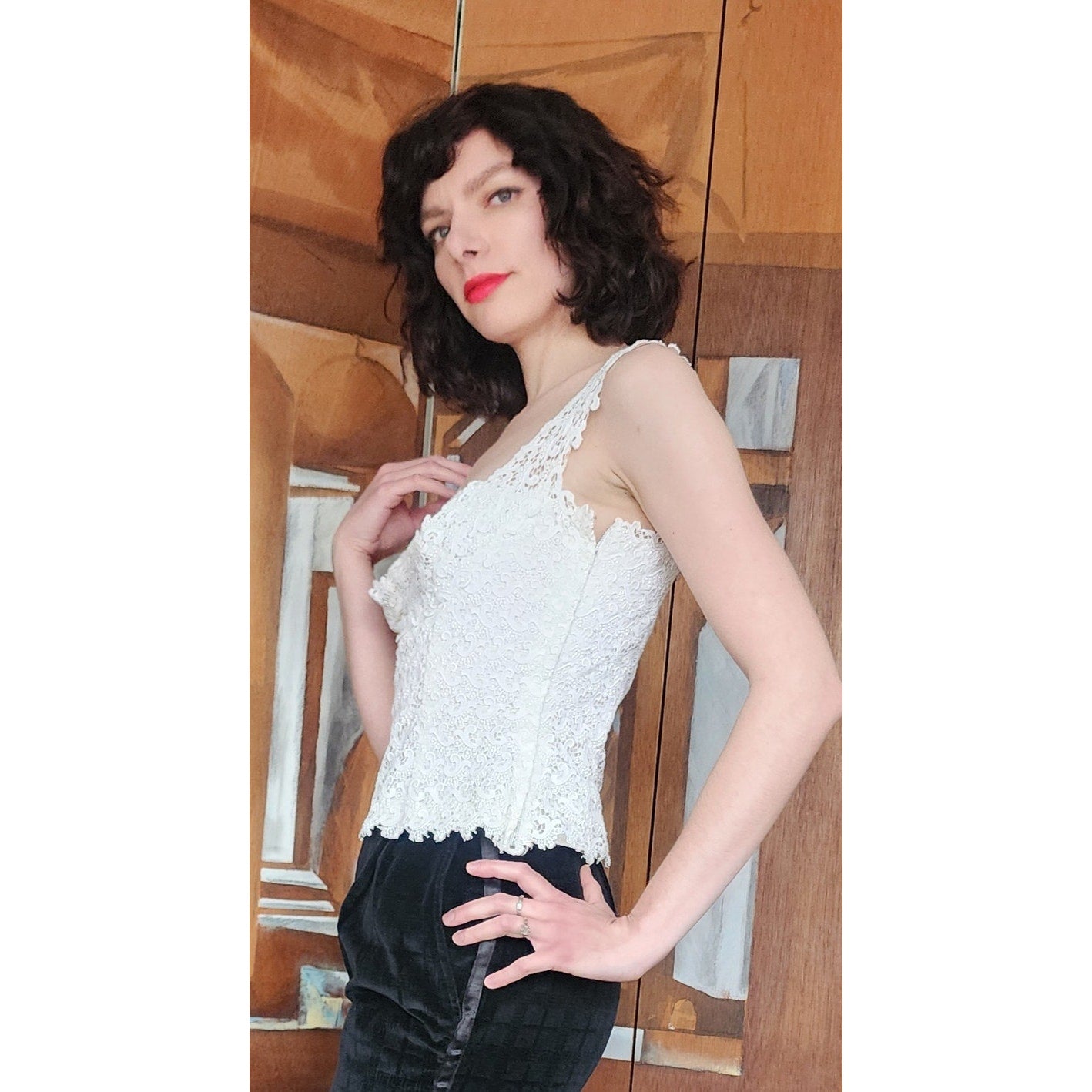 Vintage 50s White Lace Top Sleeveless Shell