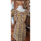Vintage 50s Cotton Print Day Dress Yellow Black Paisley Print Shirtdress / M