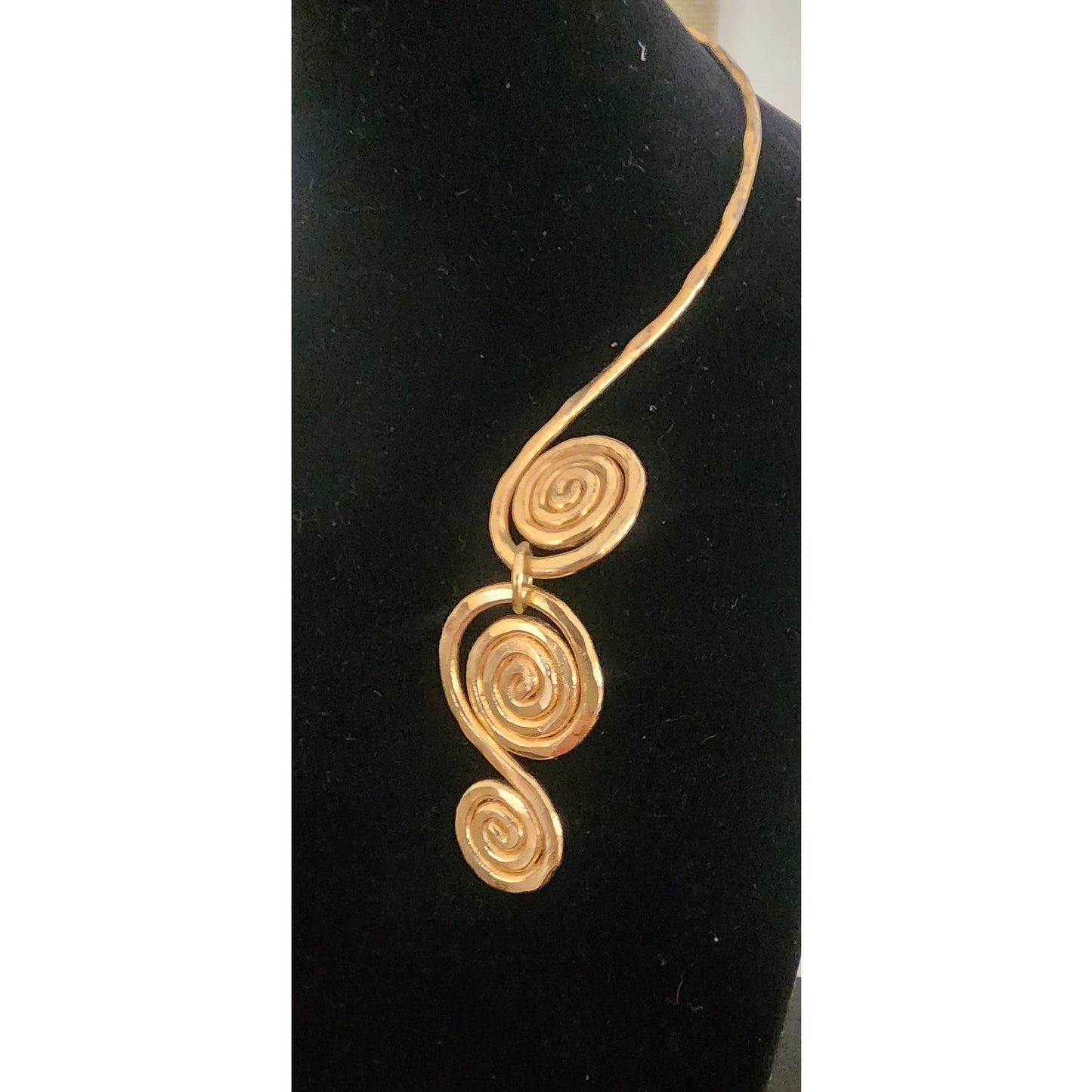 Vintage Gold Torque Choker Spiral Necklace Open Cuff