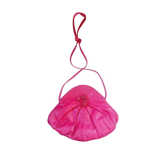 80s Hot Pink Leather Shoulder Bag D'Rossana