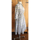 Vintage 50s Gray Dress Chevron Strip Plaid Print  / Medium