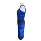 Vintage Y2k Tadashi Dress Blue Bandage Style Bodycon Sleeveless Stripe Small