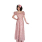 Vintage 30s Vintage Pink Floral Satin Evening Gown Old Hollywood Prom Dress