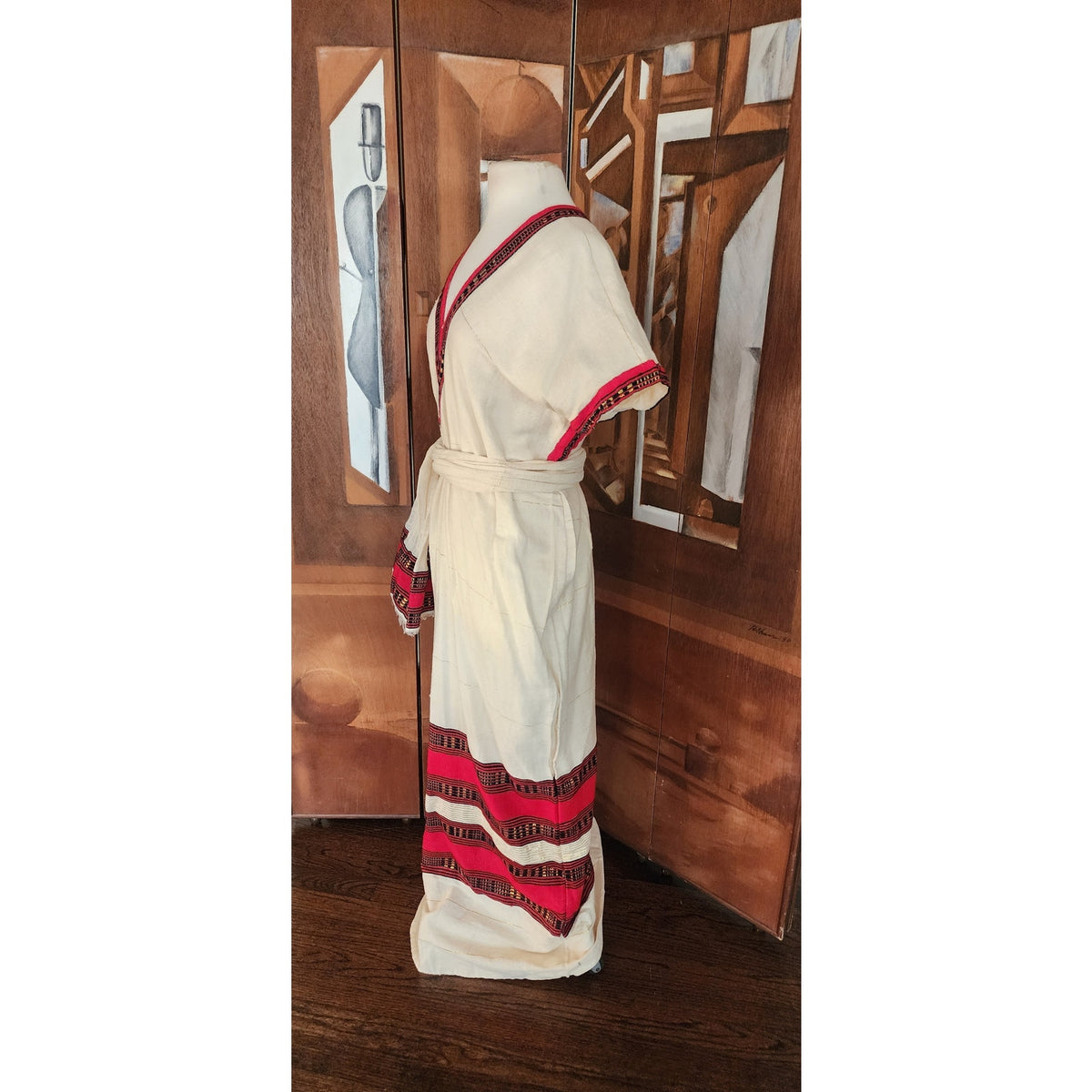 Vintage Handmade Ethiopian Traditional Costume Coptic Eritrean Habesha Dress Scarf Folk Ethnic
