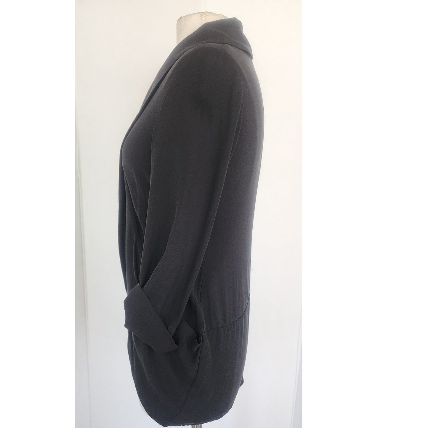 Vintage Eileen Fisher Blazer Black Silk Jacket Petite Minimalist