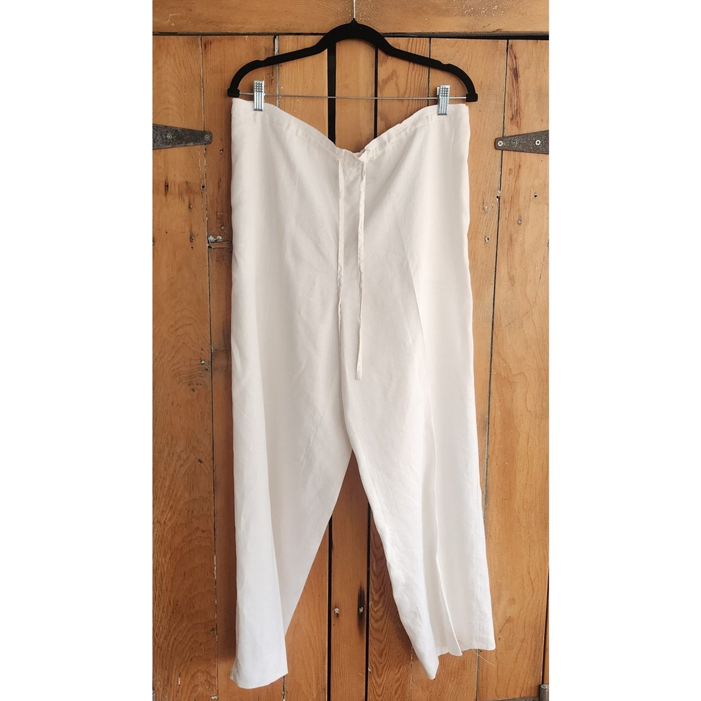 Vintage 1990s DKNY White Linen Pant Suit w/Drawstring Waist / M - L