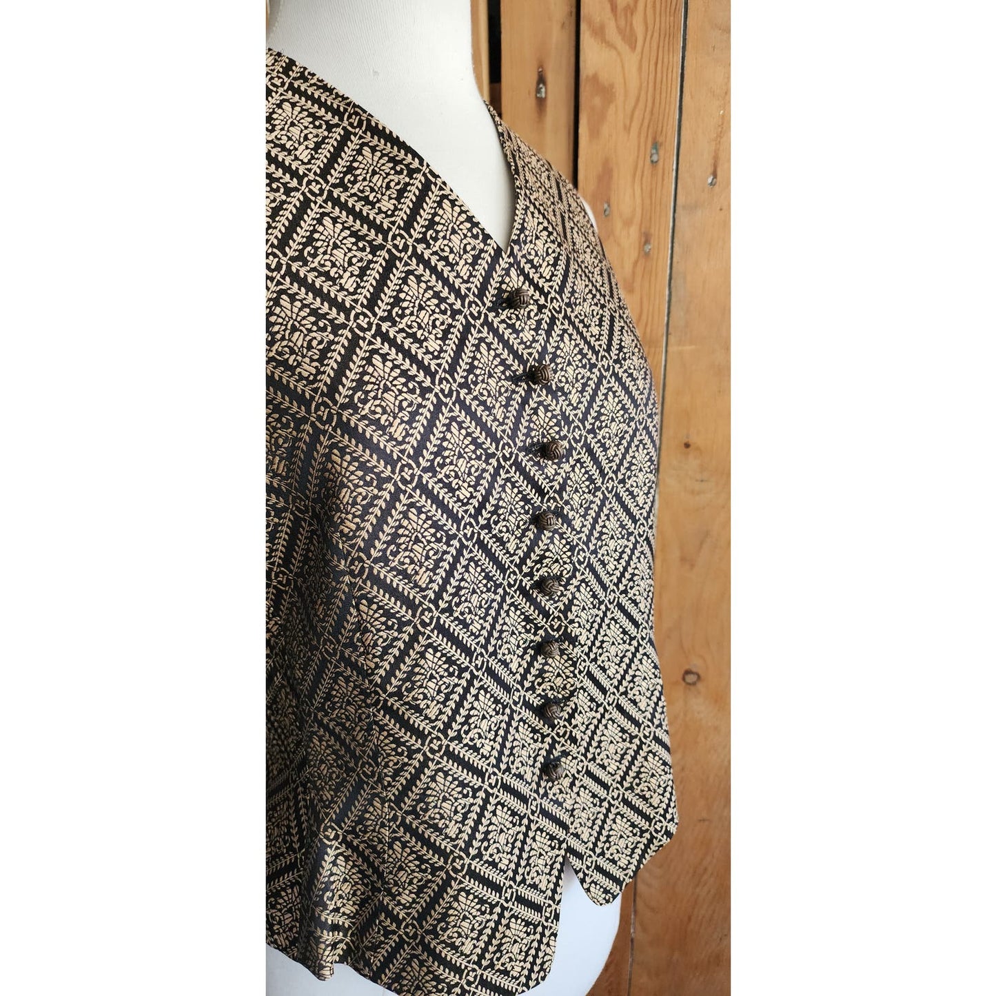 Vintage 90 Emanuel Ungaro Vest Silkprint Brown Black