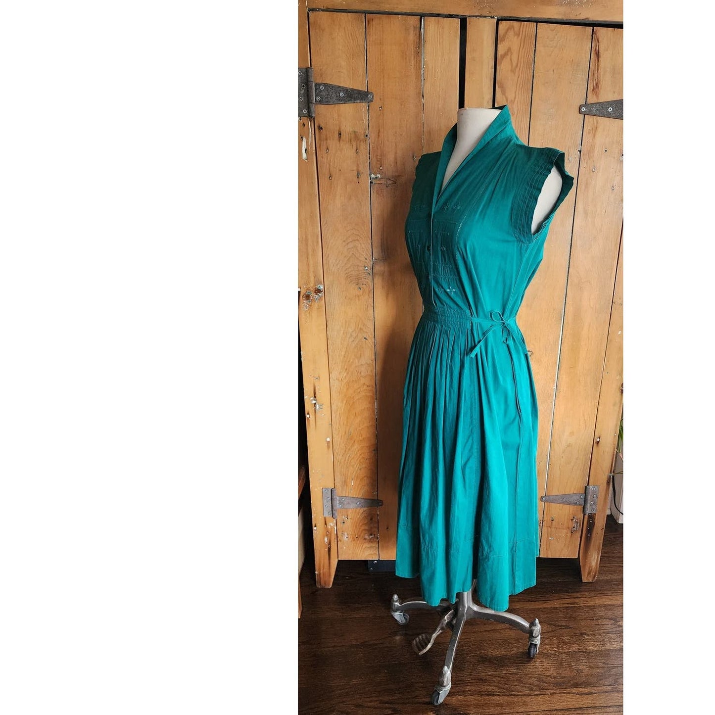 Vintage 80s Summer Dress Teal Cotton French Connection