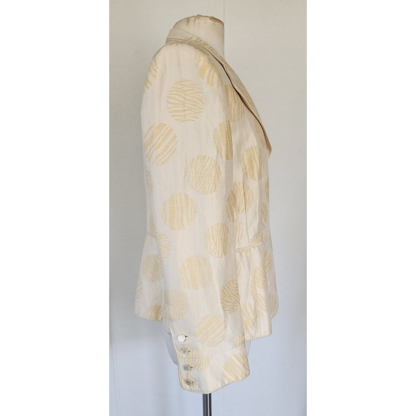 Vintage Armani Collezioni Blazer Cream Gold Print Flax Silk Print / L