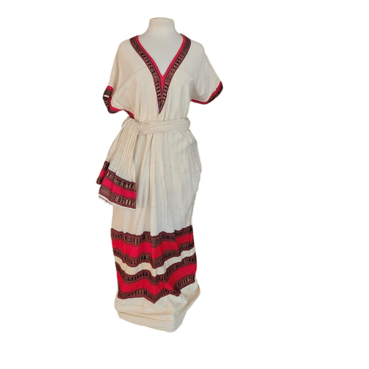 Vintage Handmade Ethiopian Traditional Costume Coptic Eritrean Habesha Dress Scarf Folk Ethnic