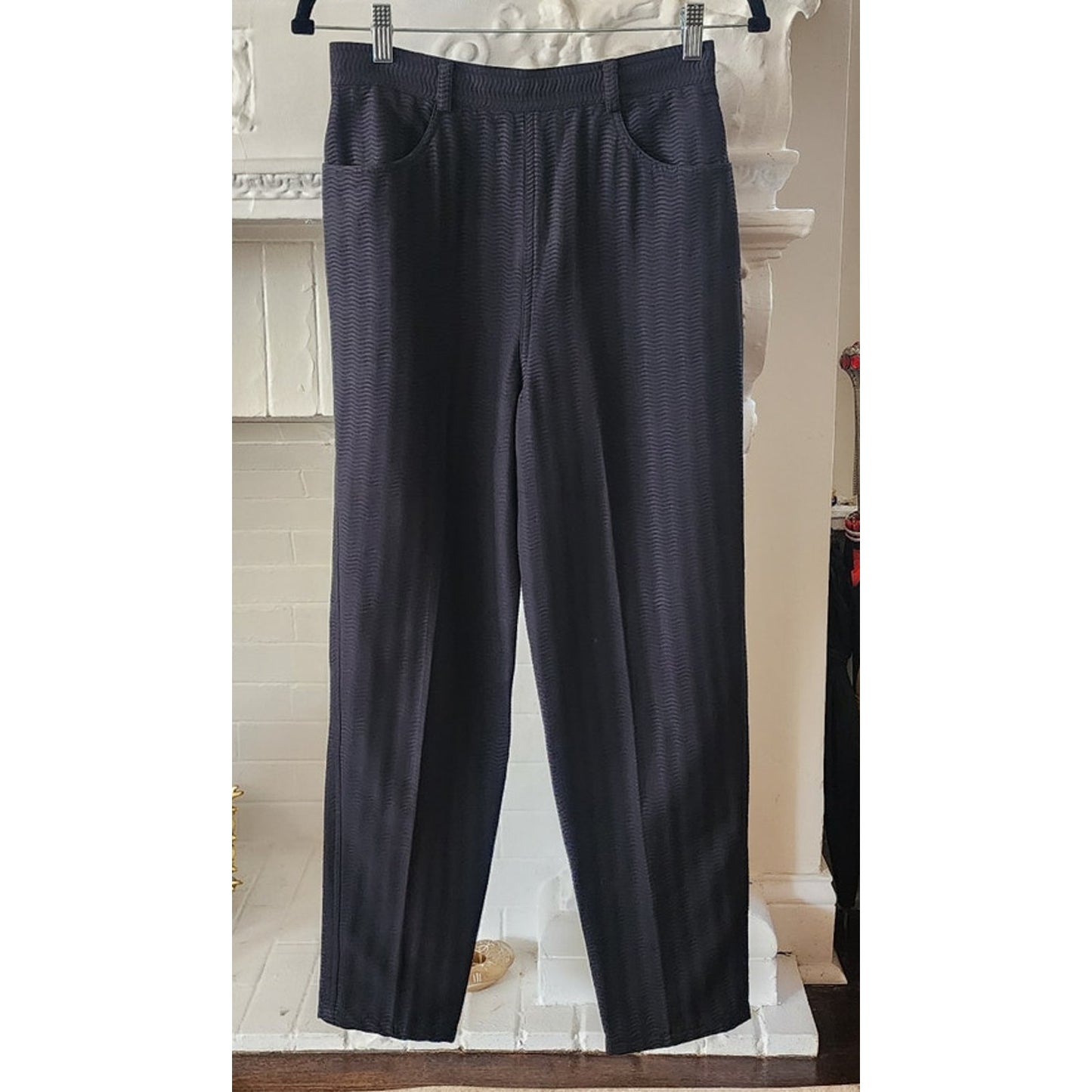 Vintage 90s ISAAC MIZRAHI Pants Black Textured Cotton High Waist 28 Made in USA Small