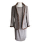 Vintage ESCADA Dress + Jacket Suit Set Alpaca Blend Wool Tweed Striped Mink Fur Trim / L