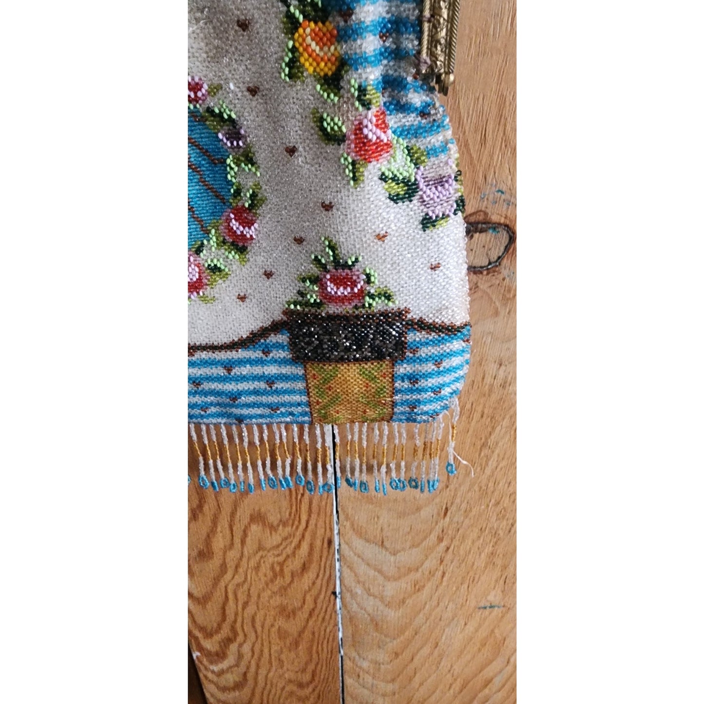 Antique Art Nouveau Bag Micro Beaded Edwardian Purse w/Fringe