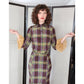 90s Plaid Silk Skirt Suit Lace Trim Blouse Newport News