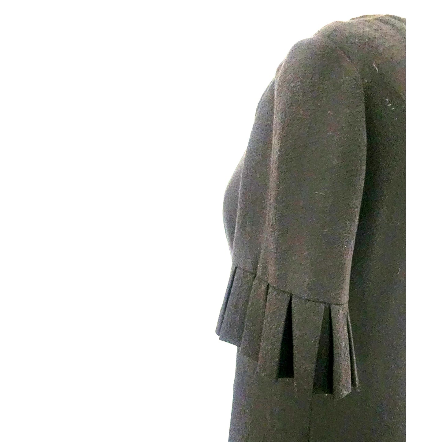 Vintage 60s Sorelle Fontana Dress Black Rayon Crepe w/Pleated Fringe Italian Designer
