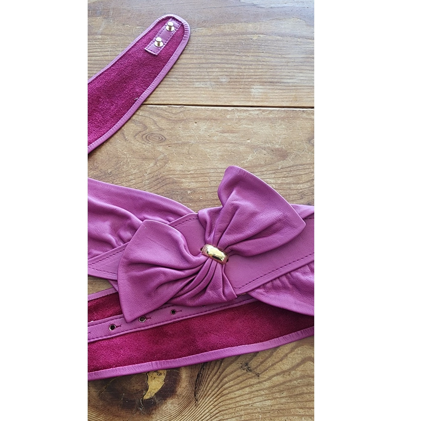 Vintage 80s Purple Leather Belt Bow Ginnie Johansen Dallas