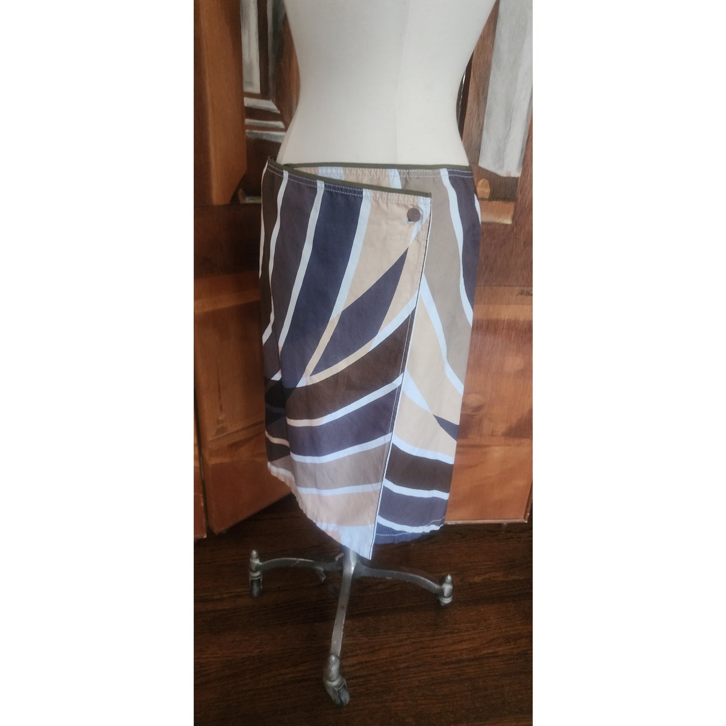 Vintage 2000s PRADA Sport Wrap Skirt Geometric Cotton Print Ugly Chic Linea Rossa M