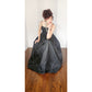 Vintage 1940s Black Evening Dress Crinkled Taffeta Sleeveless / M