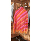 Vintage 70s Liberty of London Silk Scarf Large Orange Pink Diagonal Stripe